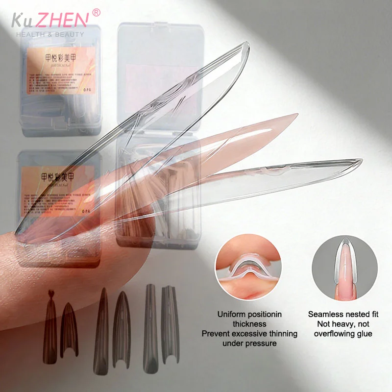 Sandwich en plastique double ongles formes 60pc 15 taille Extensions rapides-doubles formes en forme d'ellipse manucure formes haut moule fond moule 3D