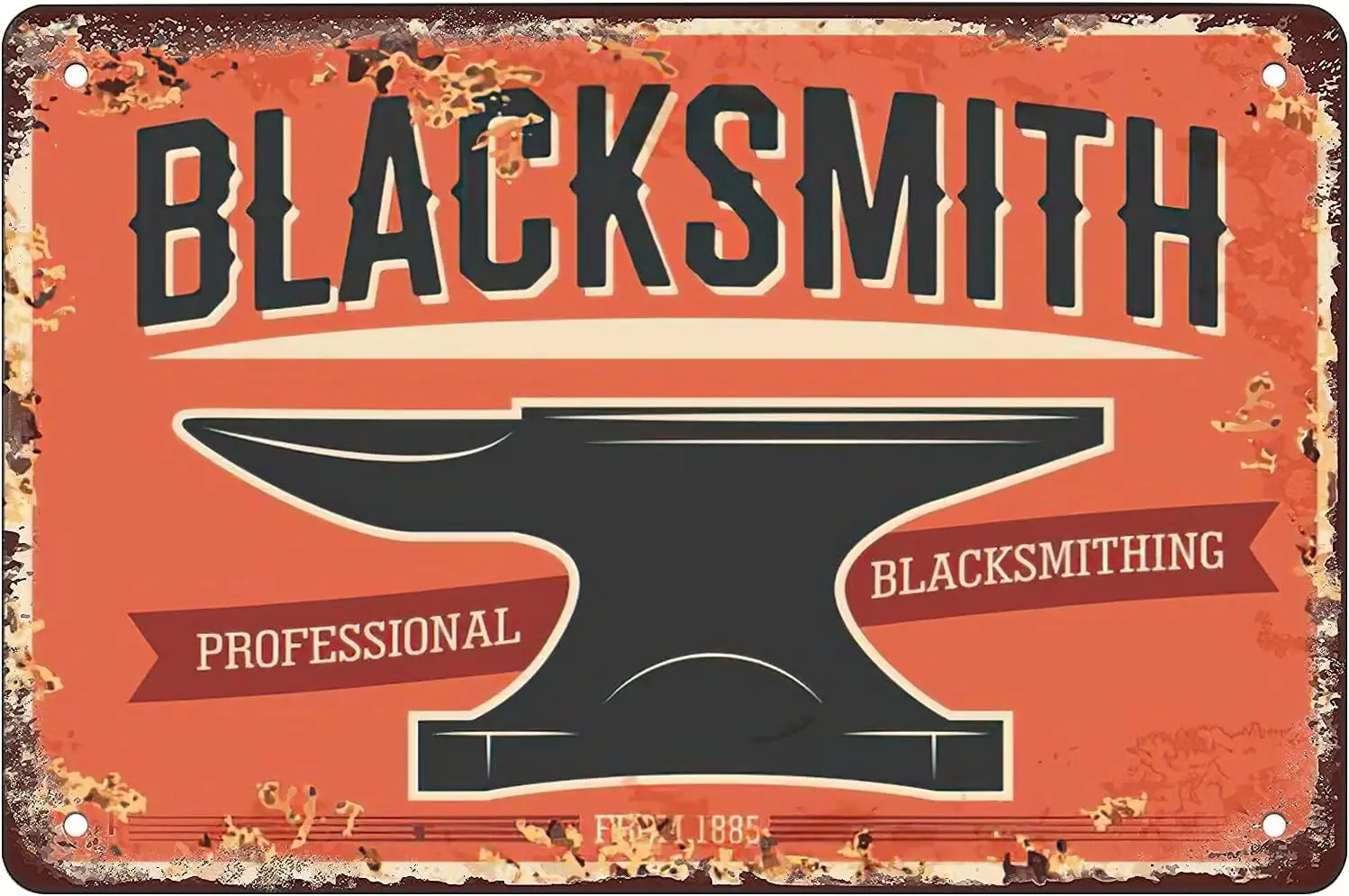 Blacksmith Forge Craftsman Workshop Rusty Plate Vintage Metal Tin Sign for Men Women,Wall Decor Bars,Restaurants,Cafes Pubs,