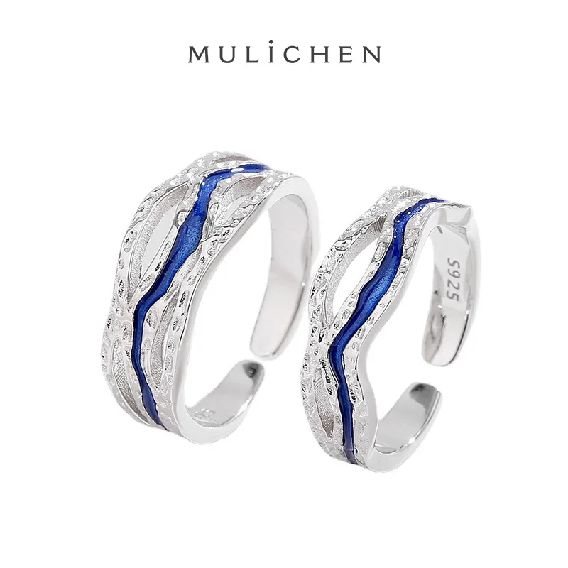 

Silver 925 Rings for Couple Fine Fantasy Jewelry Sets Light Luxury Blue Enamel Fashion Design Items With Free Shipping Products