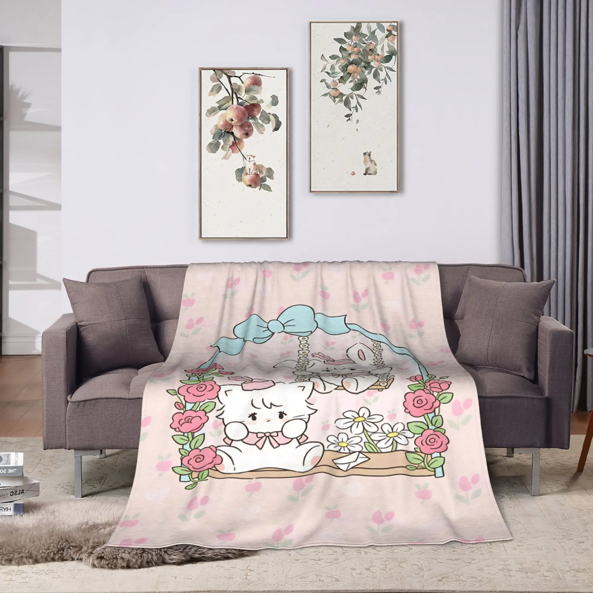Mikkos Mousses Soft Warm Blanket  Picnic Plush Throw Blanket Comfortable Bedroom Flannel Bedspread Sofa Bed Cover