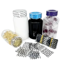100PCS Plastic Sealing Film Medicine Bottle Mouth Black English Printed Heat Shrink Film Transparent Easy To Tear Sealing Sleeve