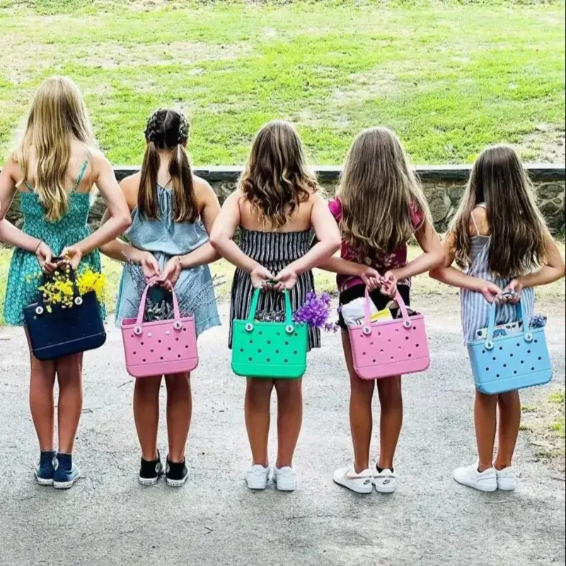 Bambini Beach Bogg Bags Summer EVA borsa da spiaggia impermeabile borsa in gomma alla moda Kid Outdoor Picnic cestino portaoggetti piccola borsa di gelatina