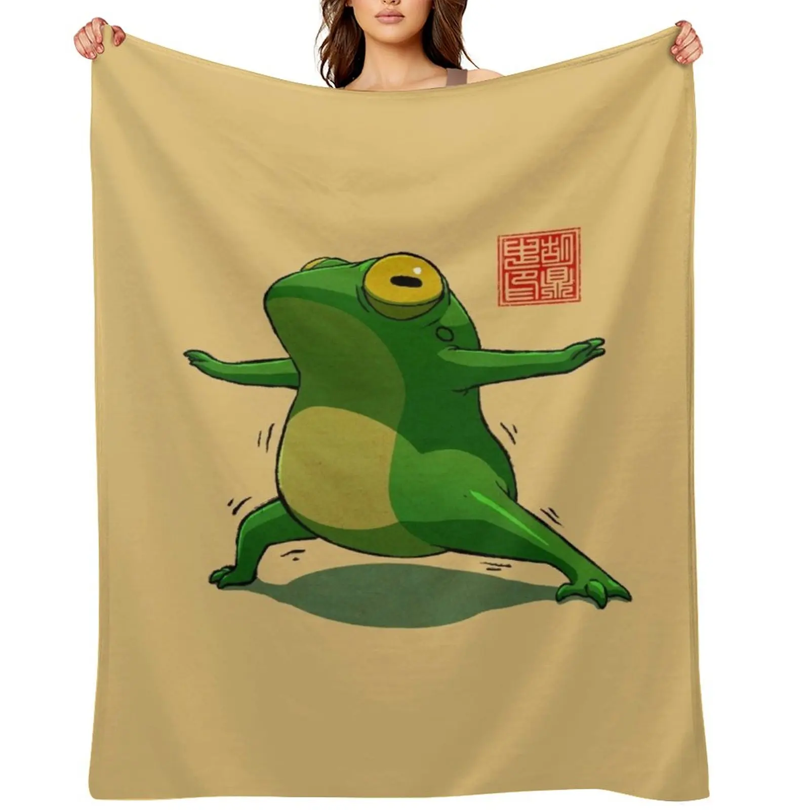 

Yoga Frog Warrior Two Pose Throw Blanket wednesday Weighted Extra Large Throw blankets ands Blankets