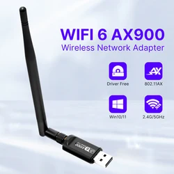 WiFi 6 900Mbps USB WiFi Card  AX900 Dual Band 2.4G/5GHz WiFi Ethernet Adapter Drive Free USB Dongle for Win10/11