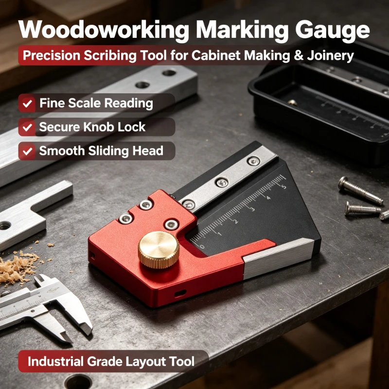 Woodworking Half Center Scribing Gauge with Linear Guide Rail 1/2 Height Locator & Center Finder Carpenter DIY Measuring Tool