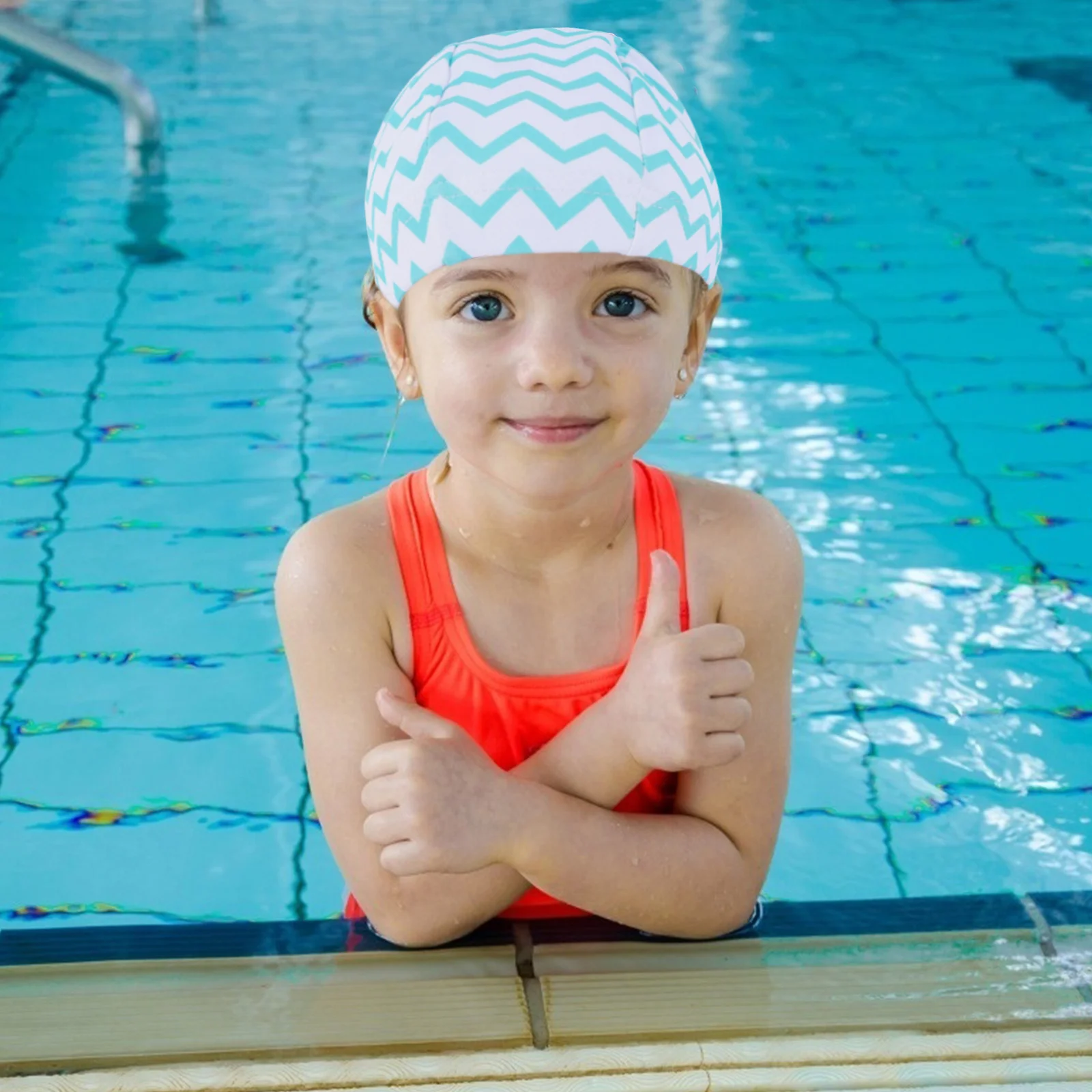 

Nylon Waterproof Swim Cap for Children High Elasticity Comfortable Fit Ear Protection Suitable for All Hair Types
