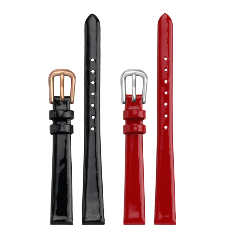 Shiny cowhide Watch Bracelet womens fashion watchband wristwatches mini band 6 8 10mm 12mm red white color small strap