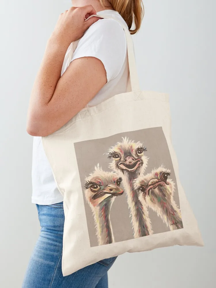 

Funny Ostrich Trio Tote Bag foldable reusable bag Fabric bag canvas tote women