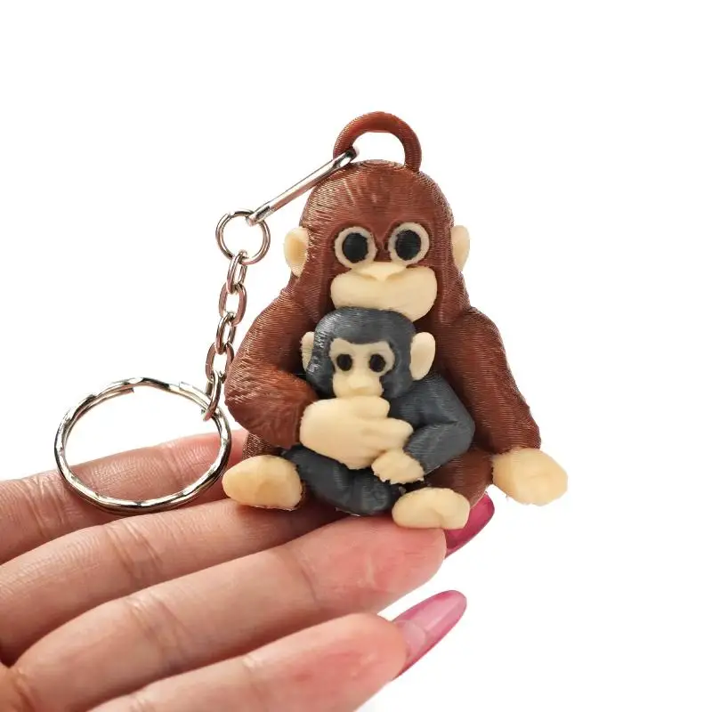 Cute Protect Punch The Monkey 3D Printed Keychain Cute Anime Peripherals Toy Car Key Ring Bag Pendant Decoration Friends Gift