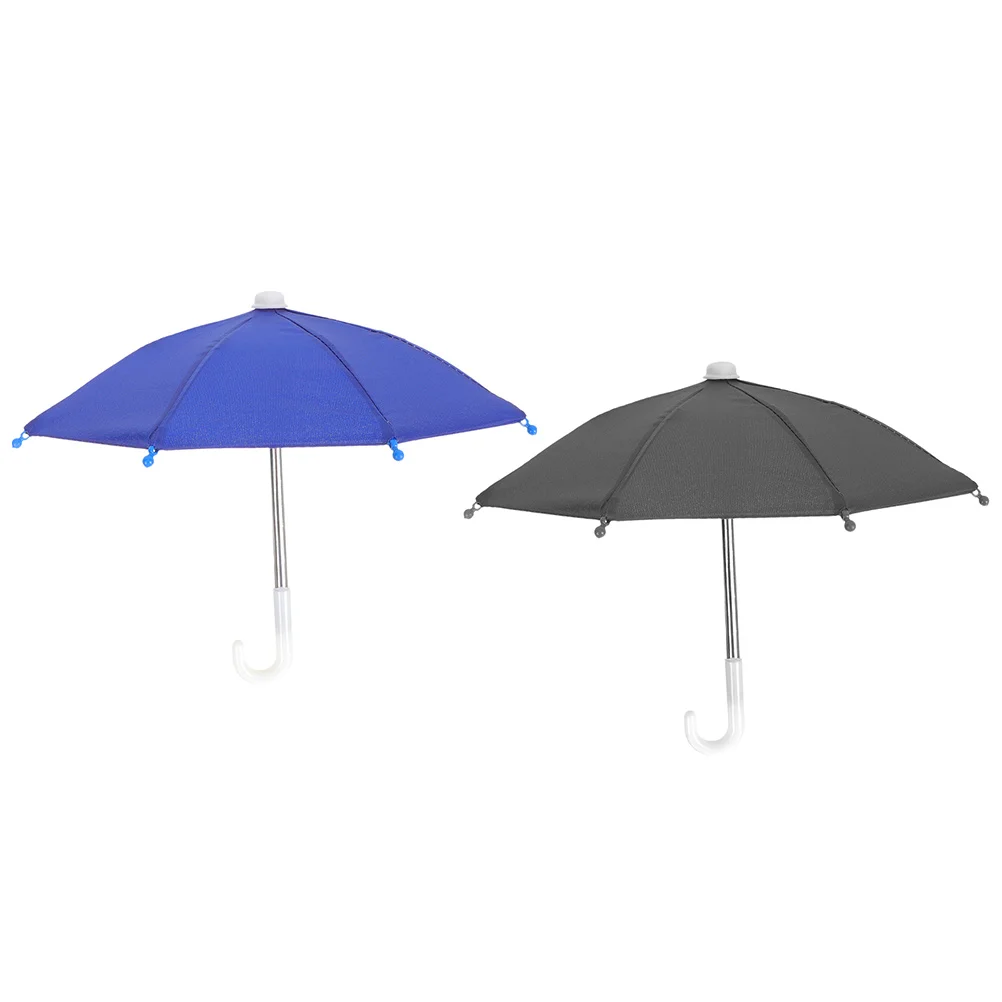 

2Pcs Mini Umbrellas Phone Sun Shade Cover Durable Motorcycle Cycling Supplies Blue Black Purple Decorations Travel Accessories