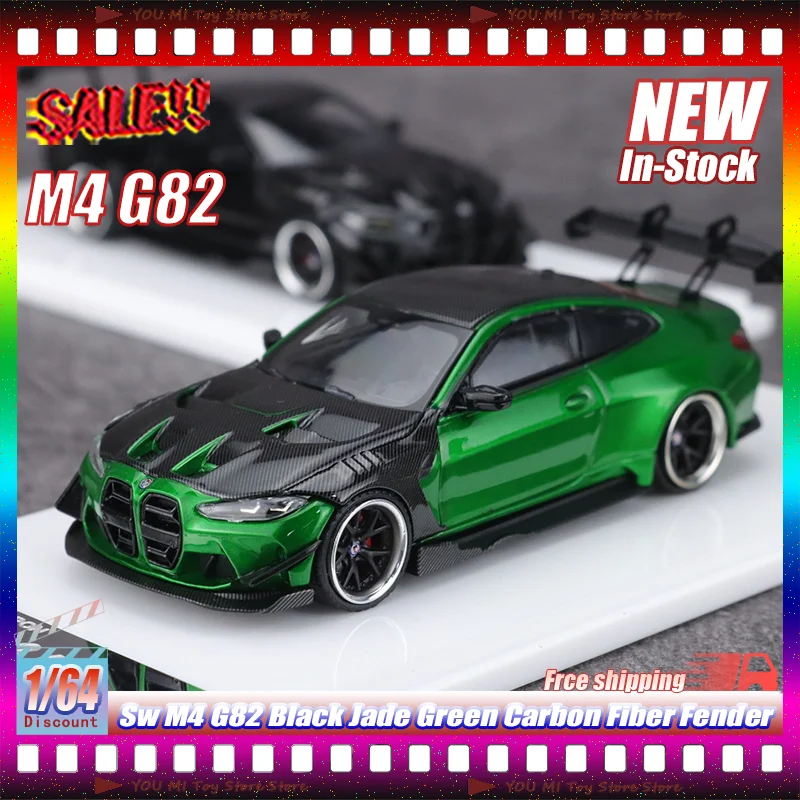 

В наличии: Коллекционная модель автомобиля Sw 1:64 M4 G82 Black Jade Green Carbon Fiber Fender из литого сплава для энтузиастов хобби и подарков