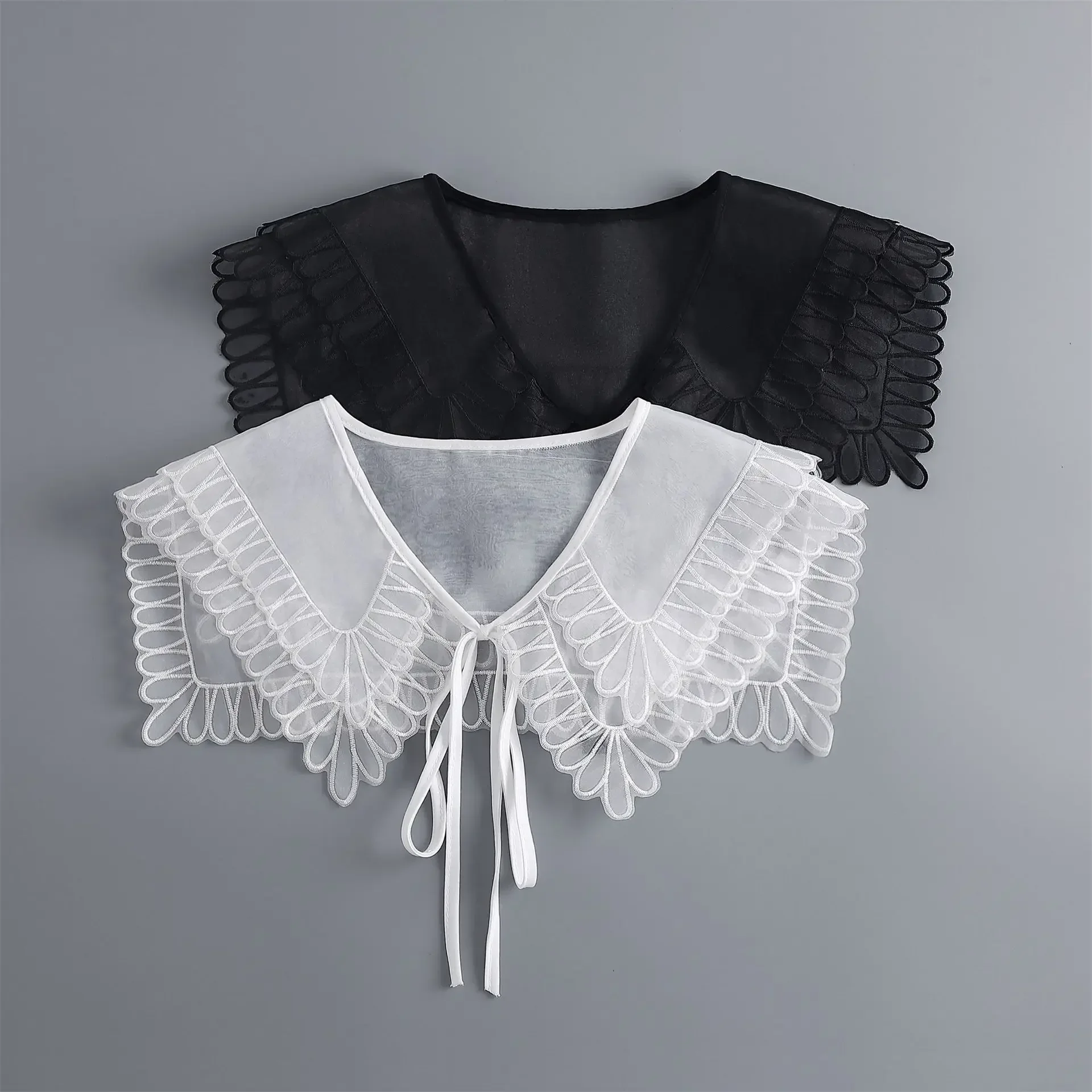 Linbaiway Double Layer Fake Collar Girls Doll Blouse Sweater Dress Shirt Detachable Collar Female False Collar Shawl Small Cape