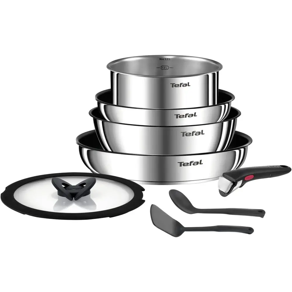 

8-Piece Non-Stick Stainless Steel Cookware Set, Induction Compatible, Stackable Design