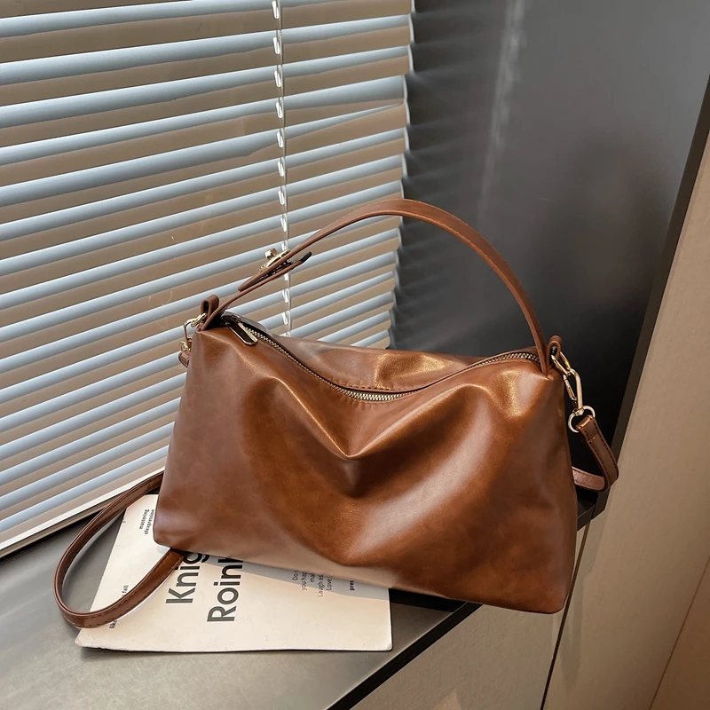 Women Soft PU Leather Hobo Bag 2026 New Trendy Ruched Purse Adjustable Strap Handbag For Office Lady Daily Commute Female Totes