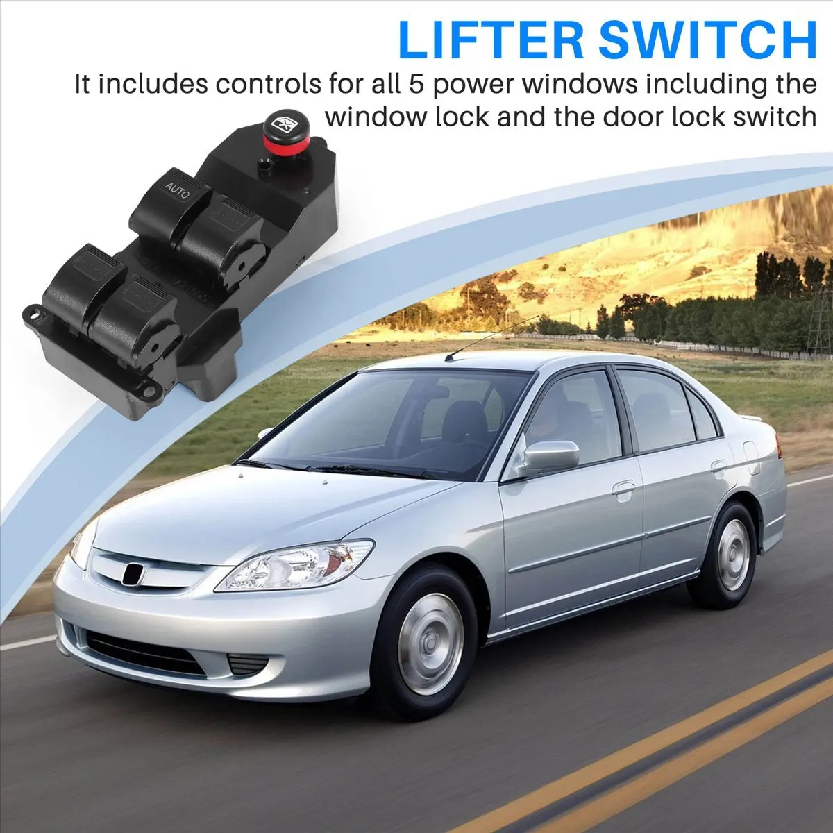 Compatible 35750-S5A-A02ZA Power Window Switch for 2001-2005 2002-2006 Driver Side Window Master Control Switch