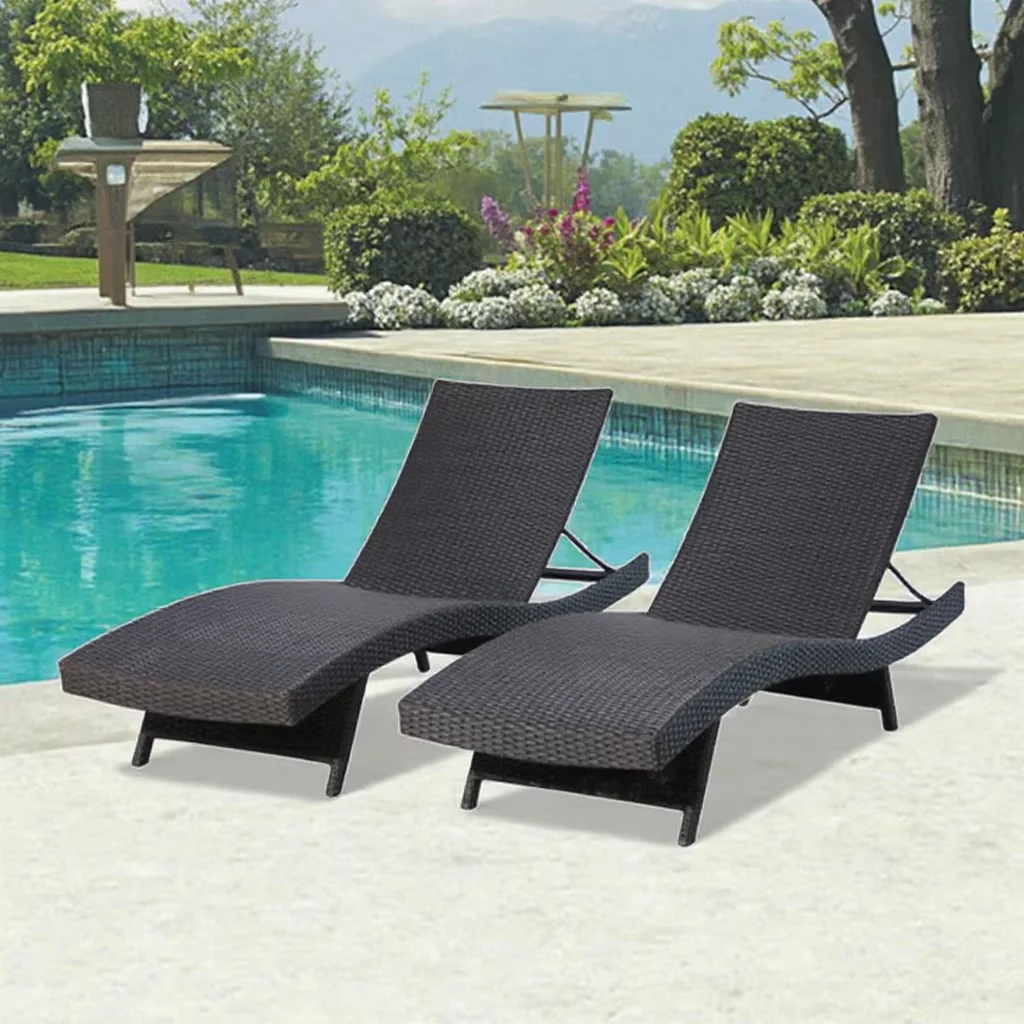 

Spain Rattan Garden Pool Chairs Lounge Lounger Outdoor Furniture Canopy Leaf Beach Pool Chair Sun Lounger