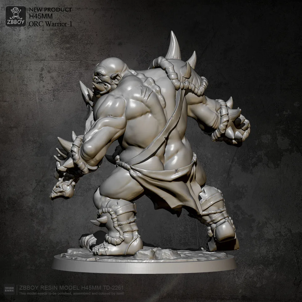 45mm Resin Model Kits Villain orc warrior Figure Self-assembled TD-2261