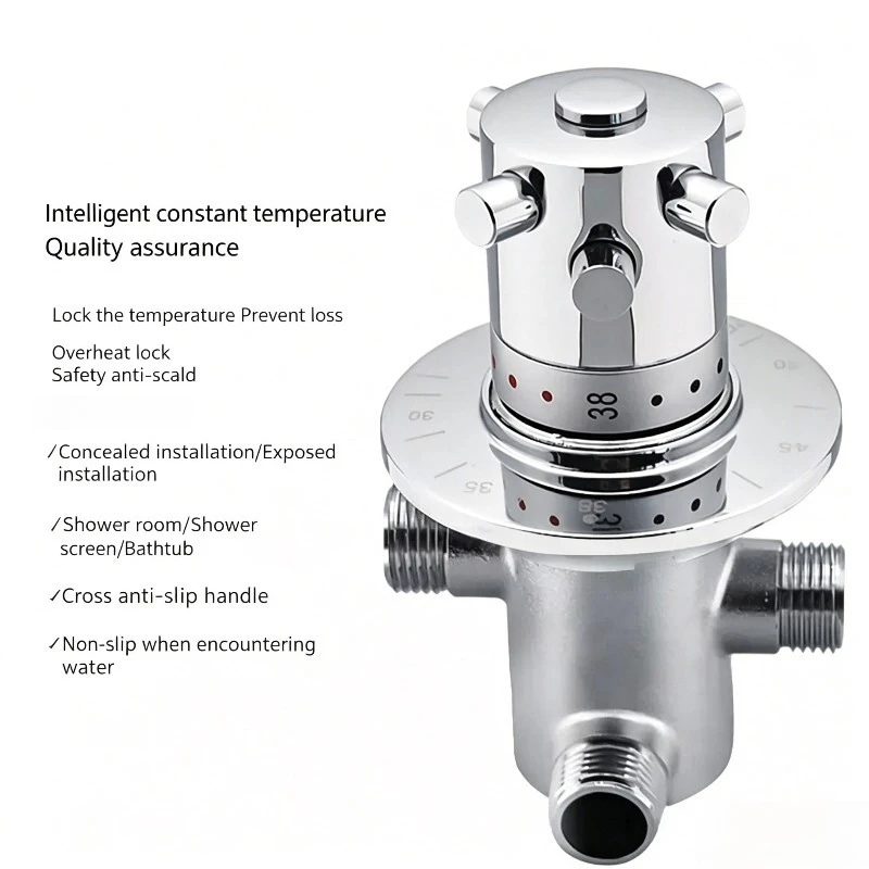 Thermostatic Mixing Valve Wall Mounted Shower Tap Automatic Temperature Control Fitting For Bathtub Shower Panel Bathroom