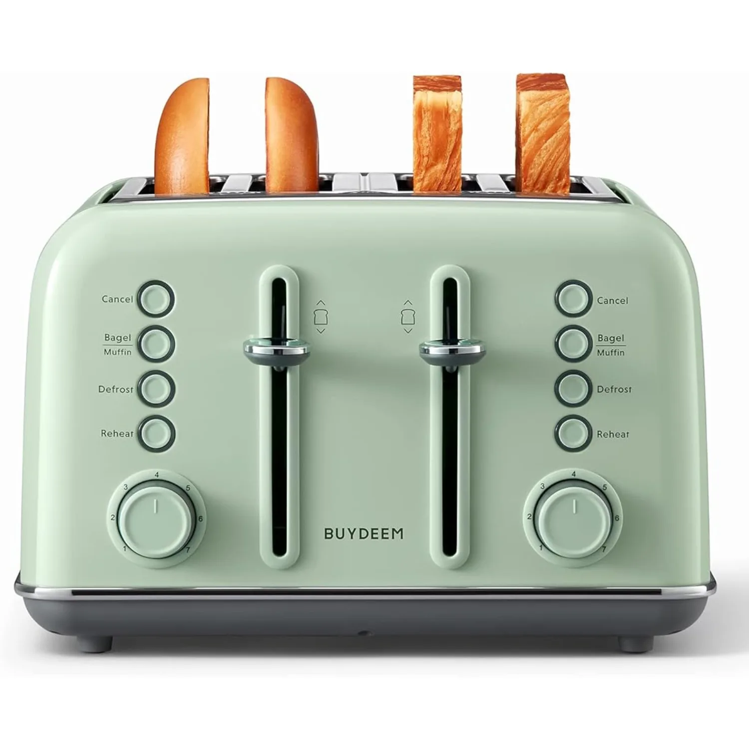 Aço inoxidável 4-Slice Toaster, Extra Wide Slots, Retro, High Lift Lever, Bagel e Muffin Função, Remoção Crumb Tray, DT640