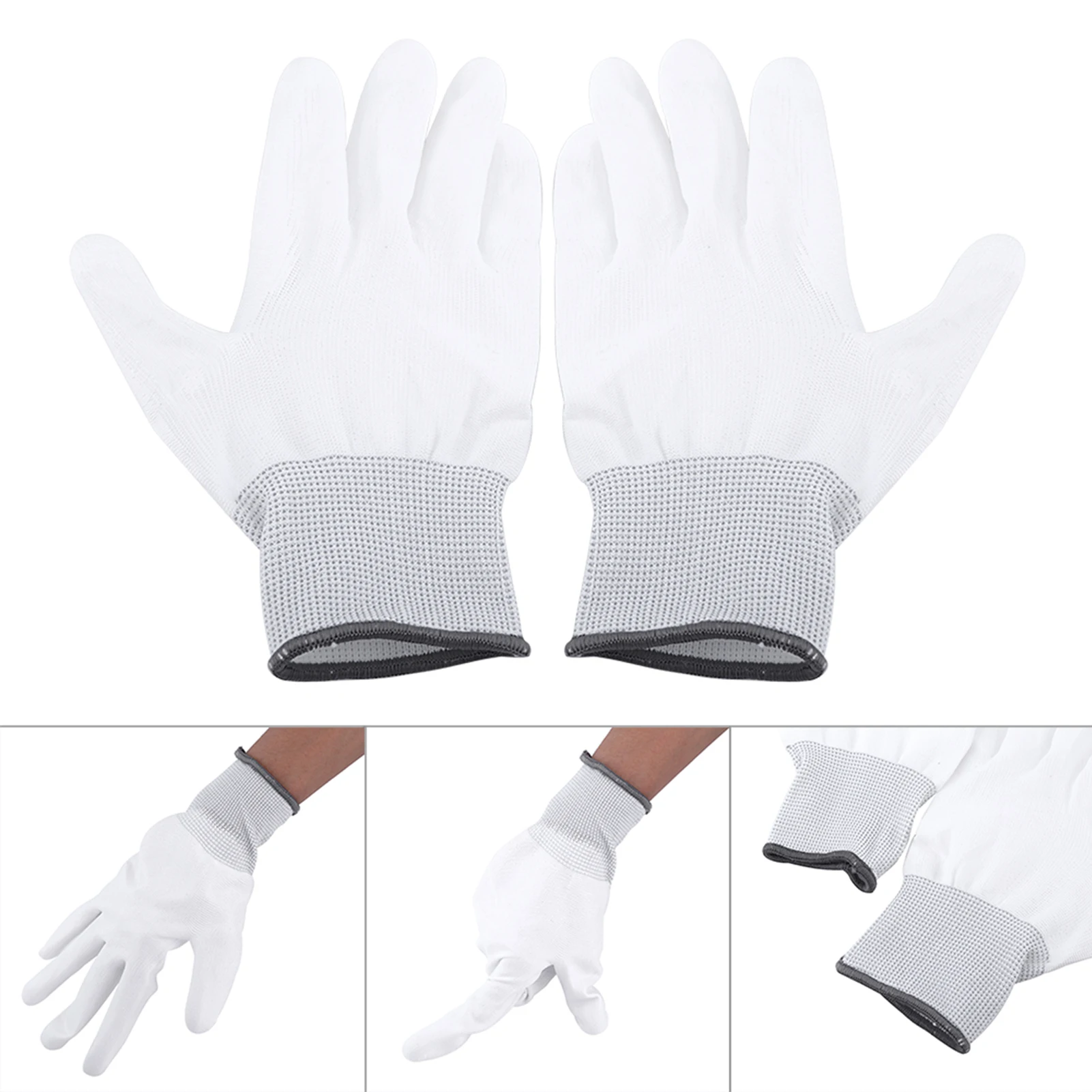 ZK30 Anti Static Antiskid Glove PU Coating Gloves for PC Computer Phone Repair(L) guantes working gloves