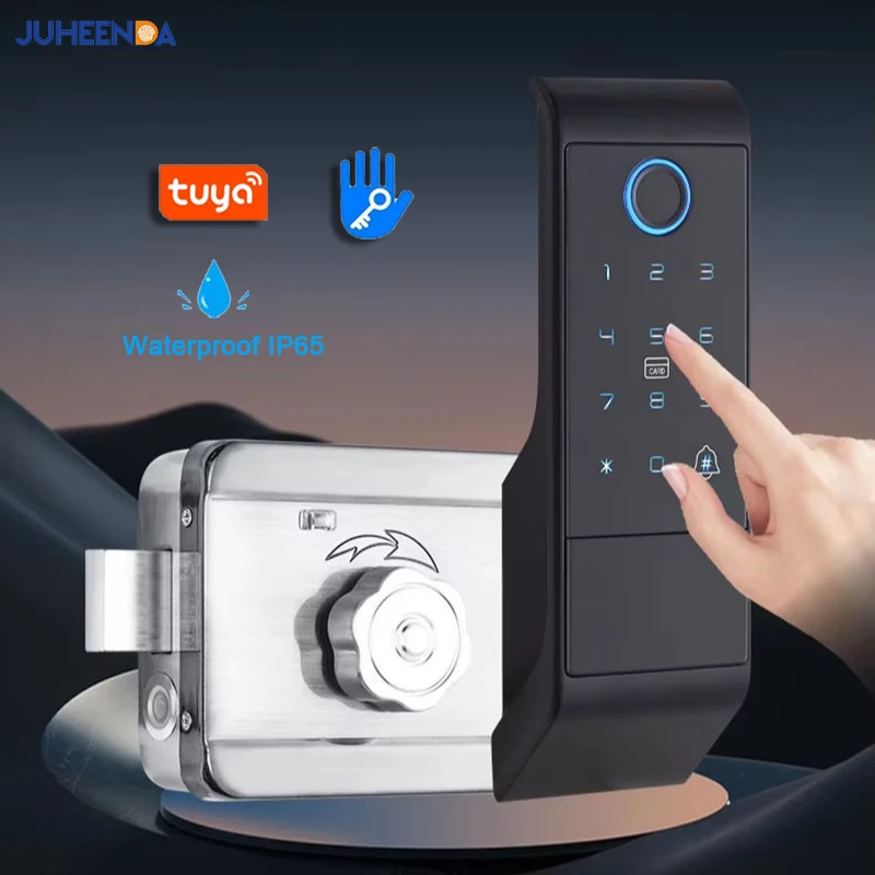 

IP65 Waterproof Tuya Smart Life Wifi App Smart Fingerprint Lock Digital Keyless Card TTlock Bluetooth Electronic Password Lock