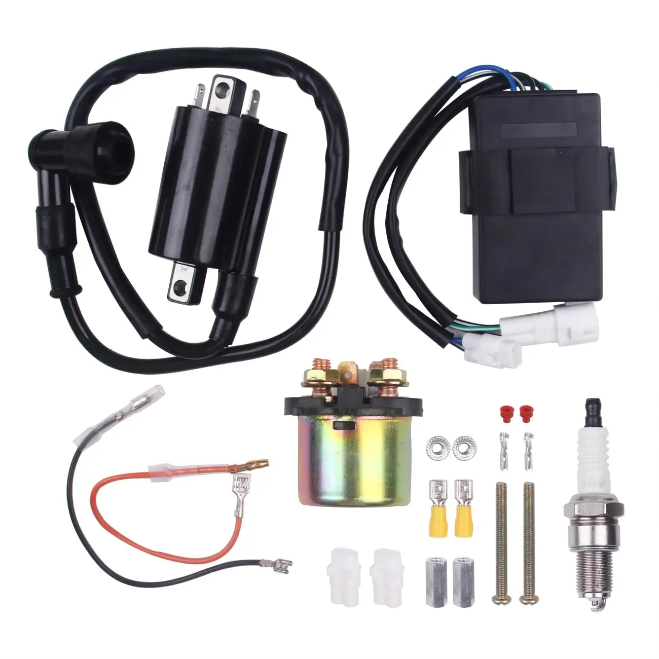 New Ignition Coil CDI Starter Solenoid Relay Spark Plug Compatible with Kawasaki Bayou 300 KLF300 1989-2004 Multiple OE Number R