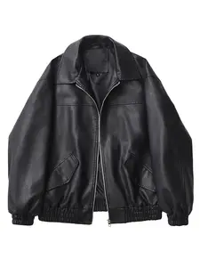 Aftf fashion basic leather jacket