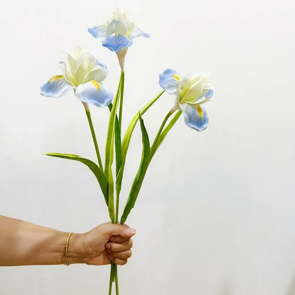 PU Artificial Iris Flower Branches Real Touch Handmade Simulation Iris Flower DIY Fake Flower Hotel Home Living Room Decor