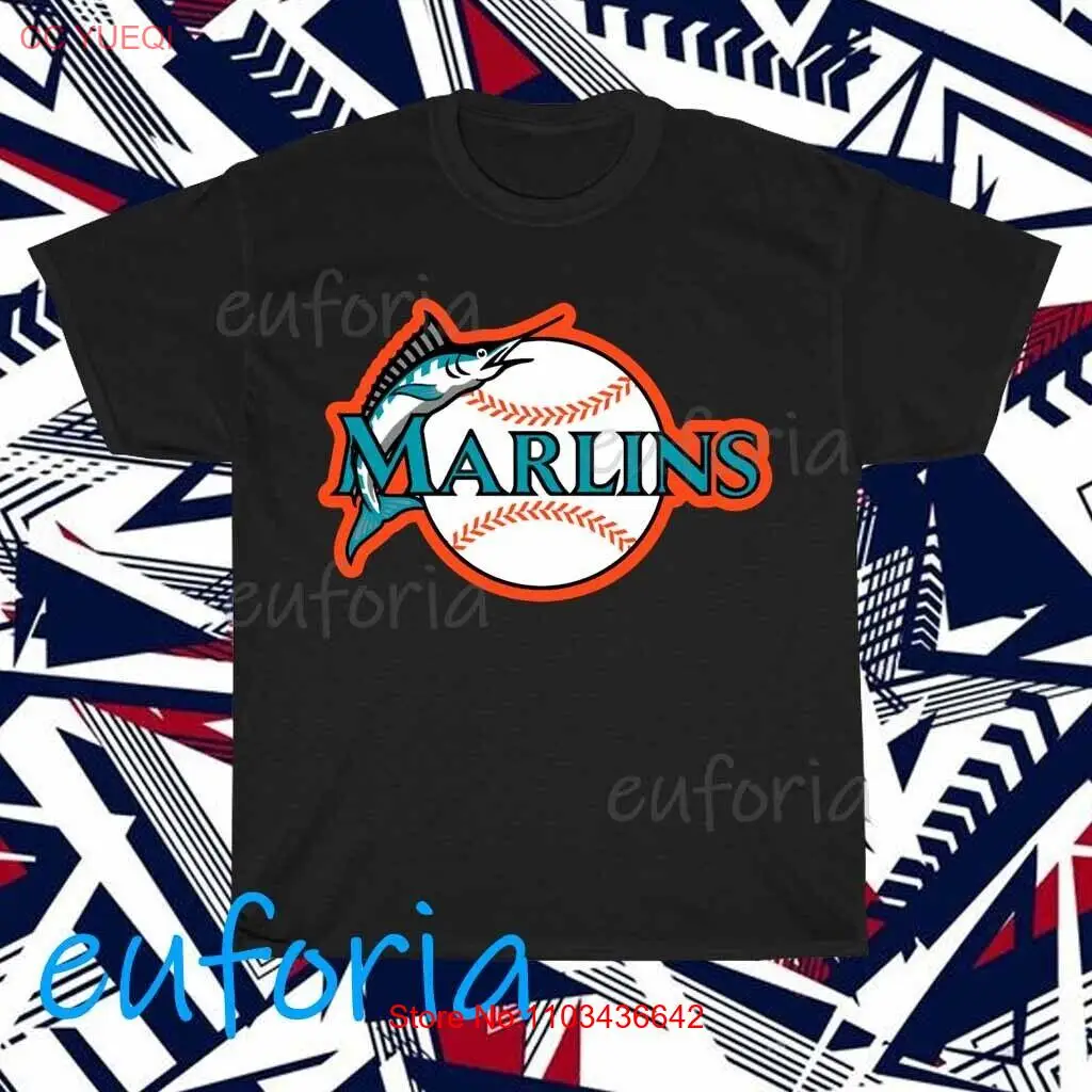 Футболка с логотипом бейсбольной команды Майами Марлин, забавная, размеры от S до 5XL