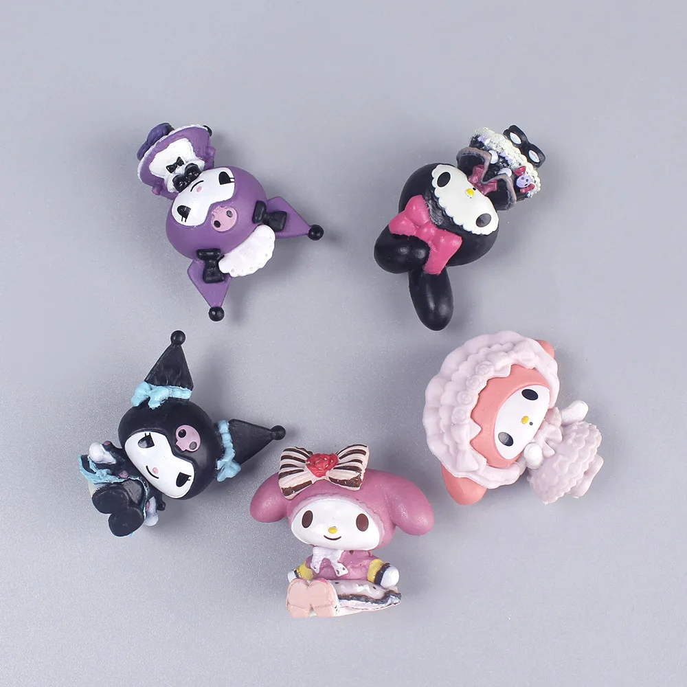 5Pcs/set Mini Sanrio Figuren Doll 3cm Hello Kitty Kuromi melody Cake decoration model desktop toy car decoration