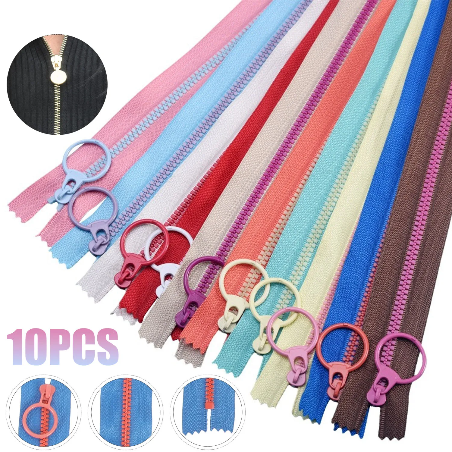 

10 PCS Color Small Zipper Hand Pocket Pen Bag Bag 3# Resin Zipper Closed Tail Self-locking Color Contrast cierre cremallera 지퍼