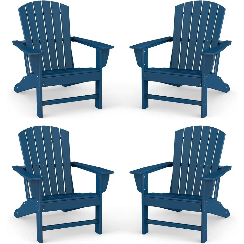 

Oversized 4-Piece Outdoor Patio Chairs Set in Blue | Durable HDPE Plastic | Weather Resistant for Deck, Poolside, and Campfire