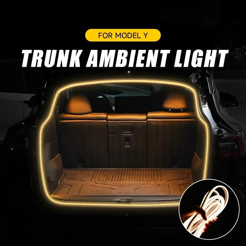 Brighten LED Light Strip for Tesla Model Y Front Rear Trunk Neon Strip Ambient Light Waterproof Flexible Car Interior 2021-2023