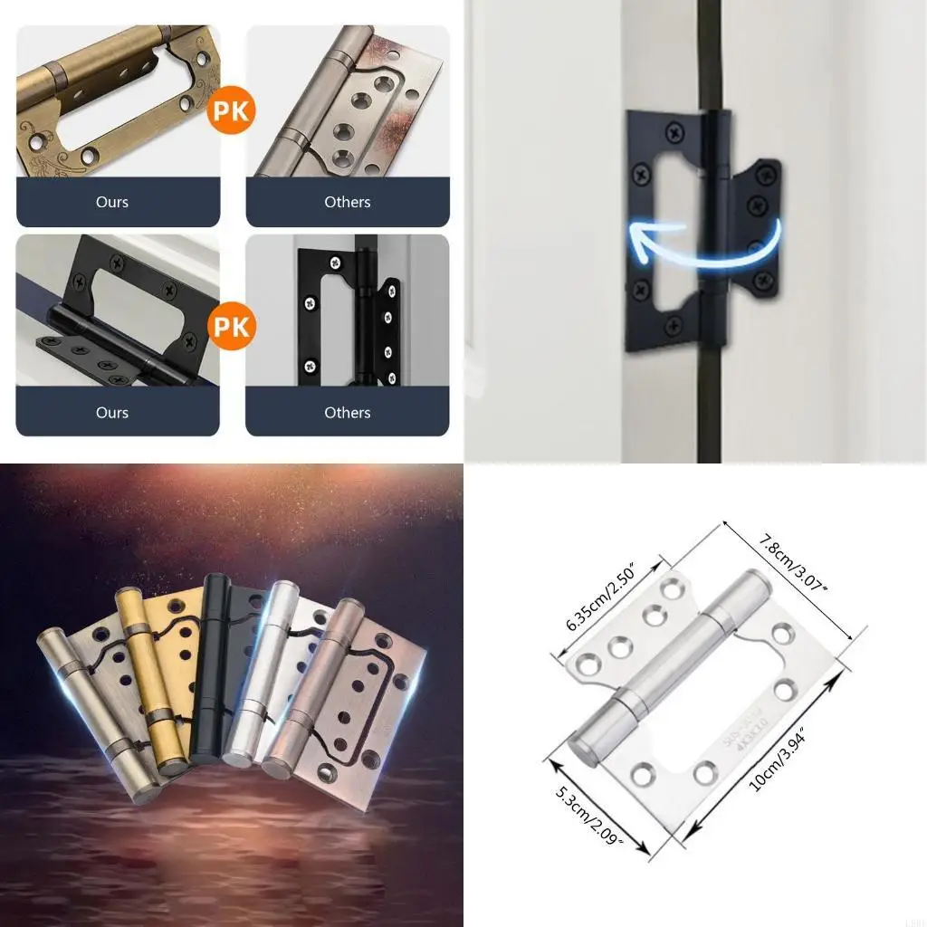 L9BE Wooden Door Thickened 304 Stainless Steel Mother Hinges Furniture Hardware Slotted Mute 5 Inch Hinge with Screws