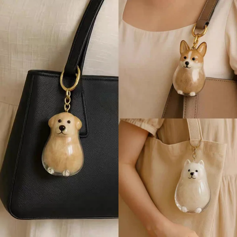 

Cute Dog Bag Pendant Transparent Dog Hair Storage Box Pendant Fashionable Versatile Dog Keychain Pendant New Commemorative Gifts