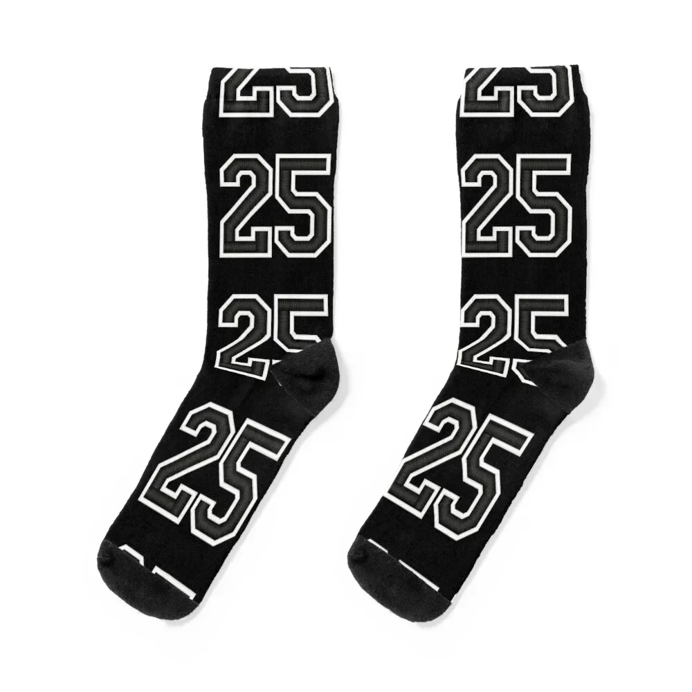 

25 Black Jersey Sports Number twenty-five Football 25 Socks kids basketball Antiskid soccer hiking Socks For Girls Men's