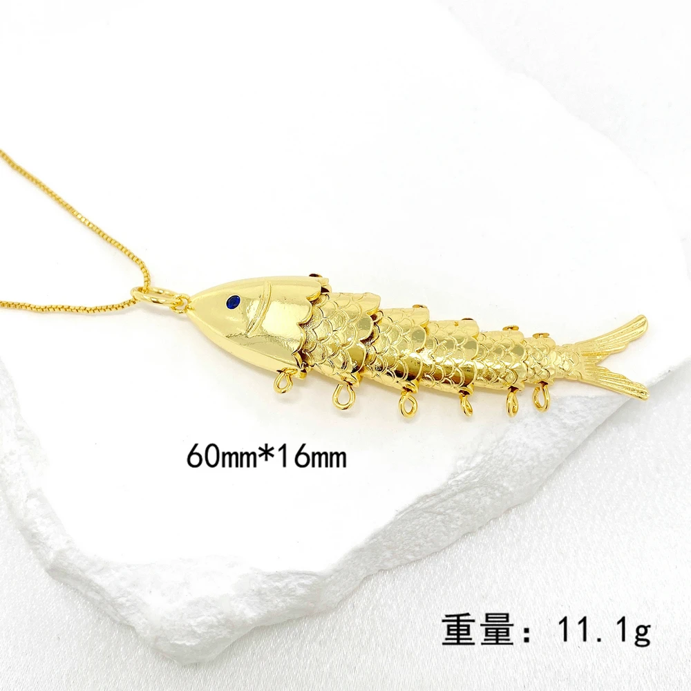 Trendy Gold Color Plain Lifelike Fish-shaped Pendant Charm Necklaces Jewelry Gift