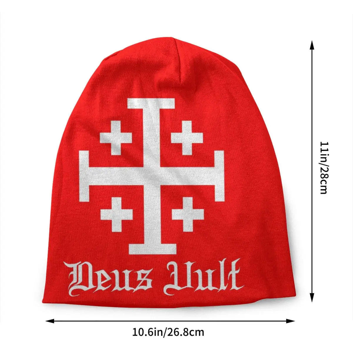 Medieval Deus Vult Cross Bonnet Hat Knit Hat Men Women Fashion Unisex Knights Templar Cross Seal Warm Winter Beanies Cap