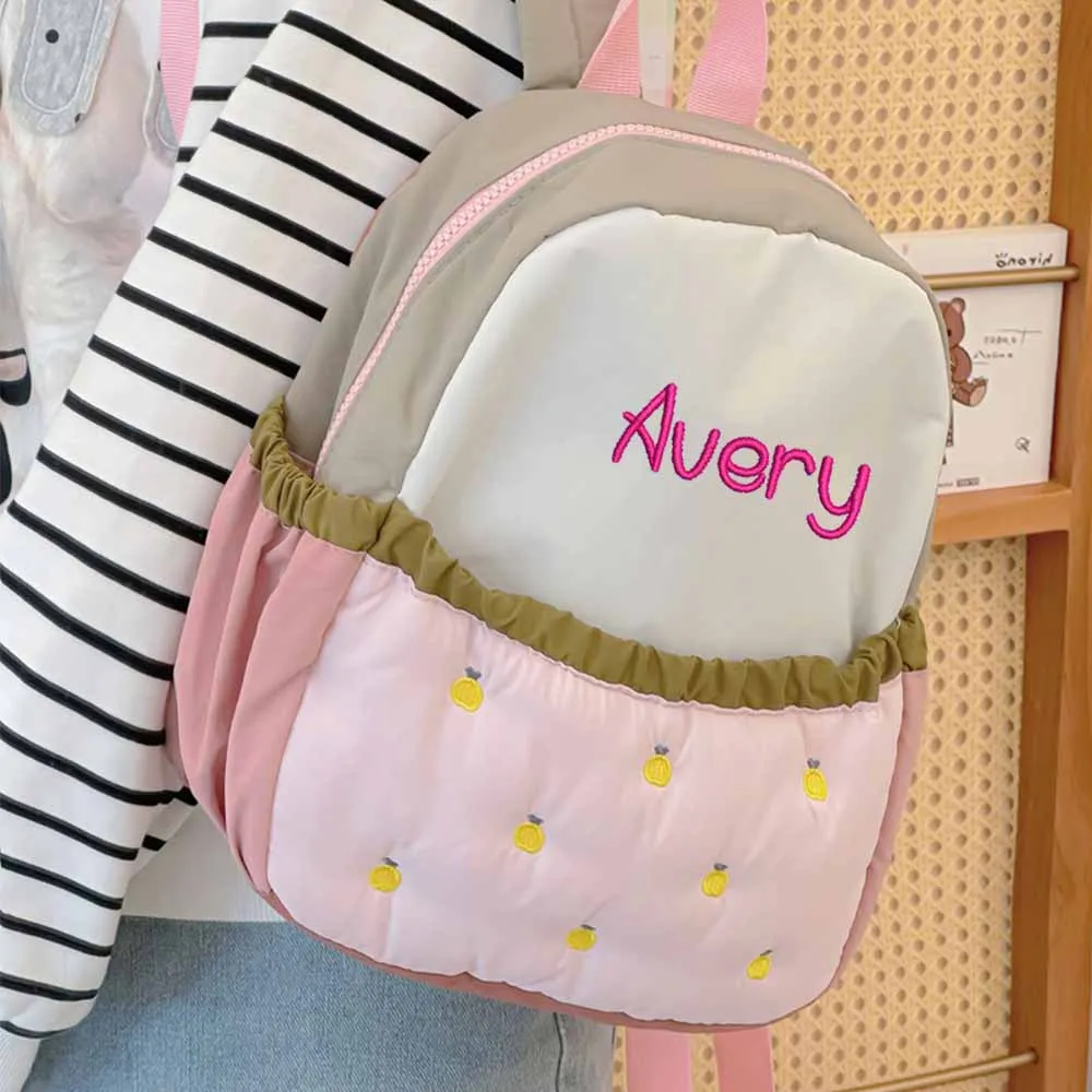 

Personalized Toddler Backpack/Embroidered Cartoon Bag With Small Apples/Custom Children's Christmas Gift/Kindergarten Travel Bag