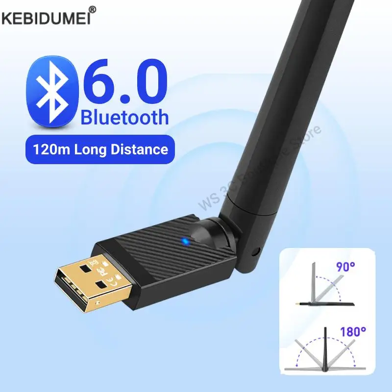 

KEBIDUMEI USB Bluetooth-адаптер Bluetooth 6,0 Dongle для ПК Windows 8,1/10/11 Драйвер бесплатно для мышей, клавиатуры, наушников, динамика