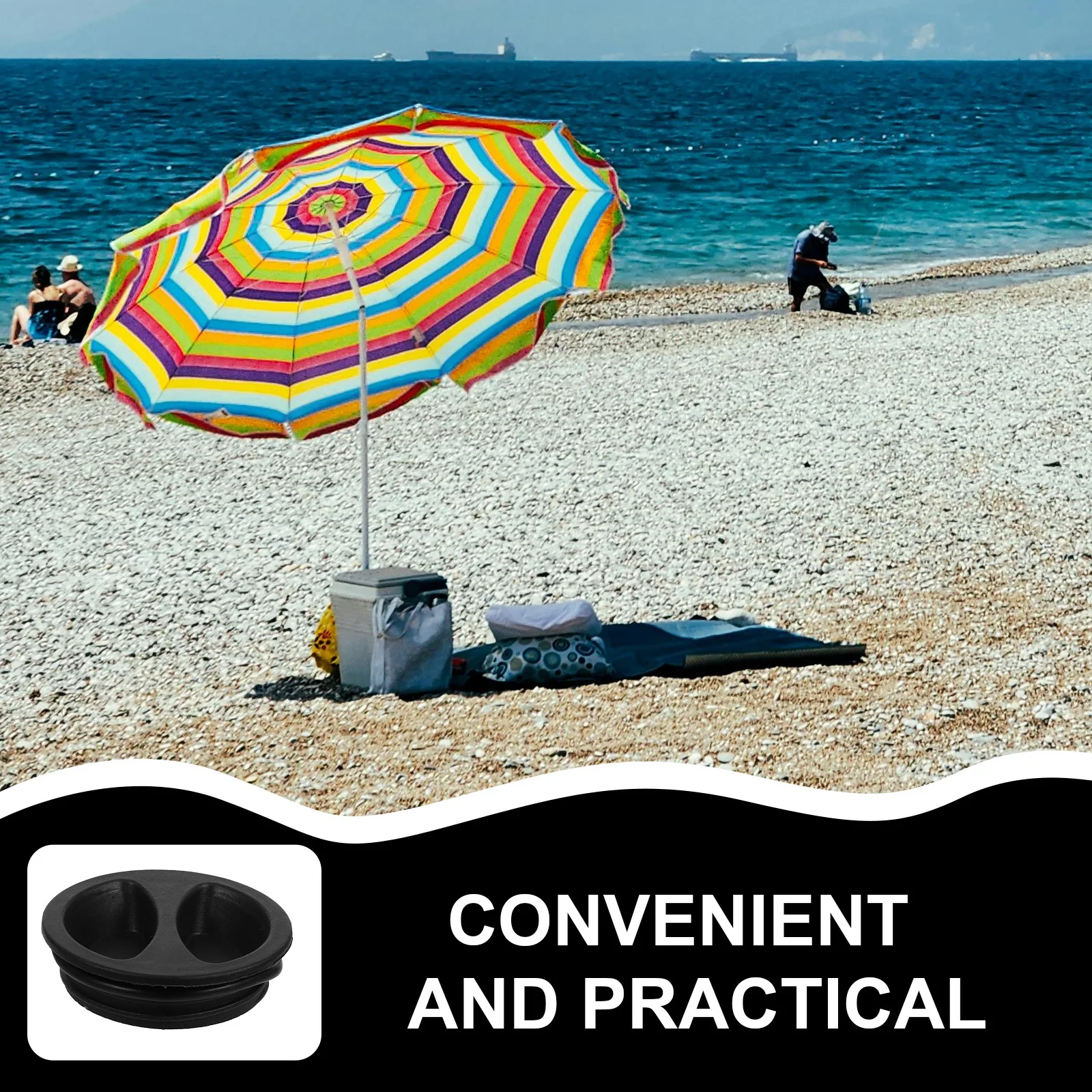 2 Buah Penutup Dasar Payung Teras Tahan Air Perlindungan Sinar Matahari Lubang Drainase Memperpanjang Umur Pakai Mudah Dipasang Hitam 5Cm