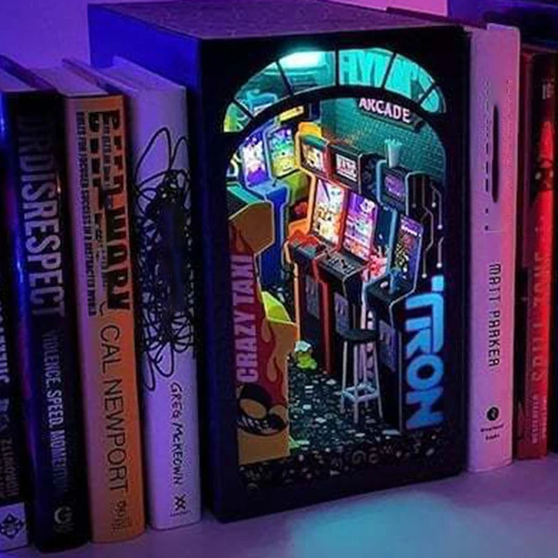 

DIY кукольный домик Booknook книжная полка вставка декор, DIY Книга Nook комплект, 3D Деревянный пазл книга Nook книжная полка вставка книжная полка