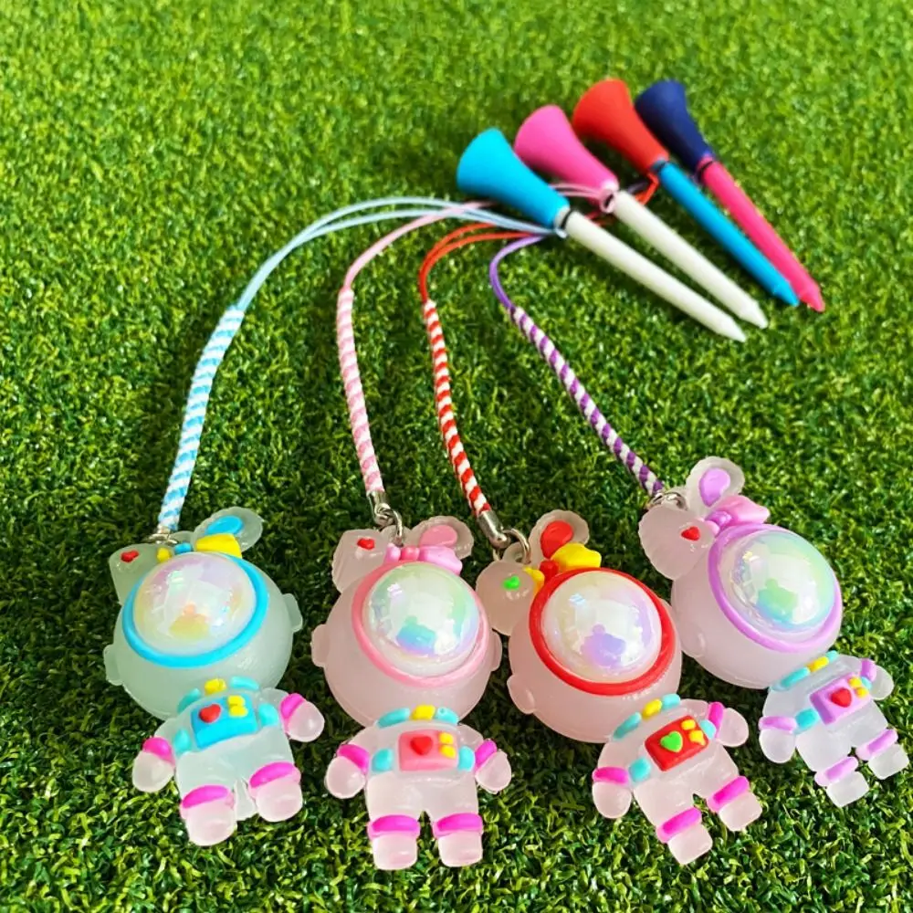 Cartoon Astronaut Golf Tee Flashing Light Rabbit Golf Rubber Tees 8.3cm Easy To Find Golf Novelty Shape Tees