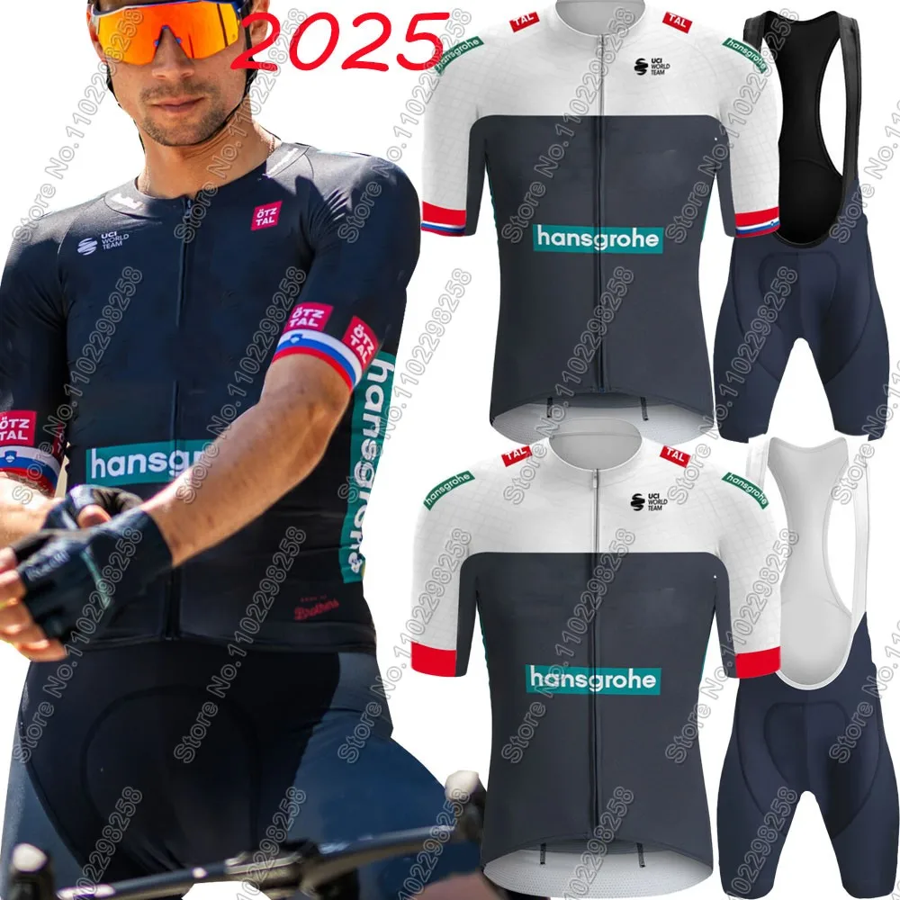 Boraful Hansgrohe 2025 Cycling Jersey Set Mens Primoz Short Sleeve Slovenia Clothing Road Bike Shirt Suit Bicycle Bib Shorts