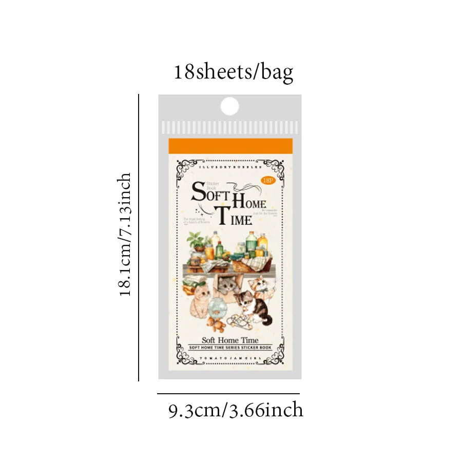 Mr Paper 18pcs/bag Soft House Time Series Home Landscaping Dual Material Die-cut Sticker Book DIY Handbook Scrapbook Card