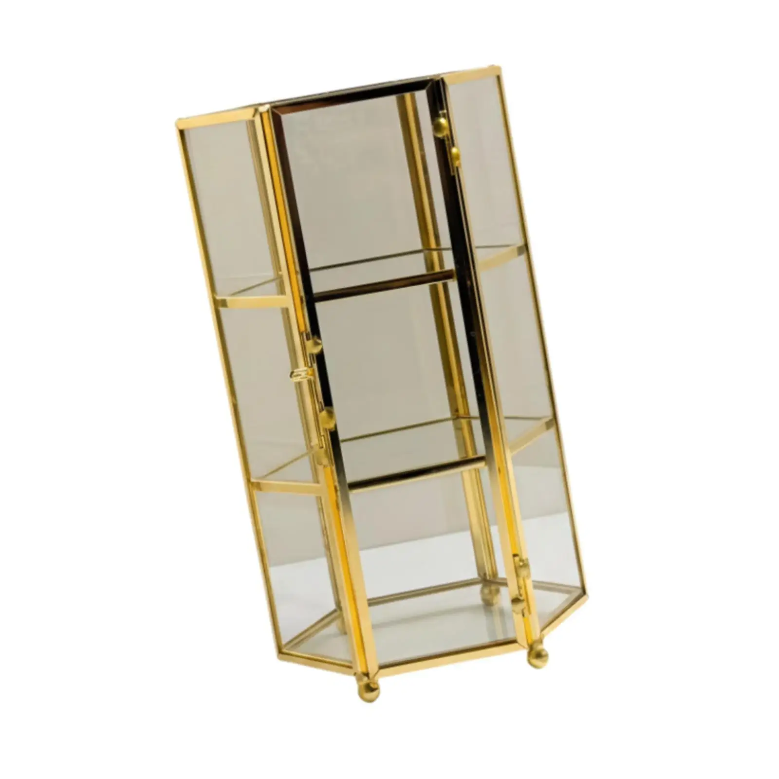 Elegant Glass Hexagon Jewelry Box Geometric Display Organizer for Keepsakes Dressing Table and Gift Use