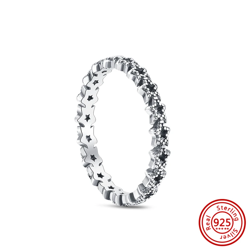 Women's 925 Sterling Silver Simple Stackable Zircon Ring