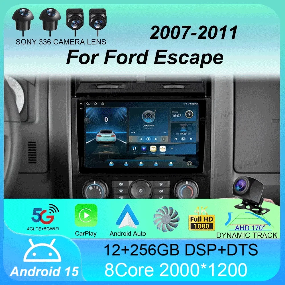 

Car Radio Android15 For Ford Escape 2007 2008 2009 2010 2011 2012 Navigation GPS Multimedia Video Player Stereo wireless Carplay