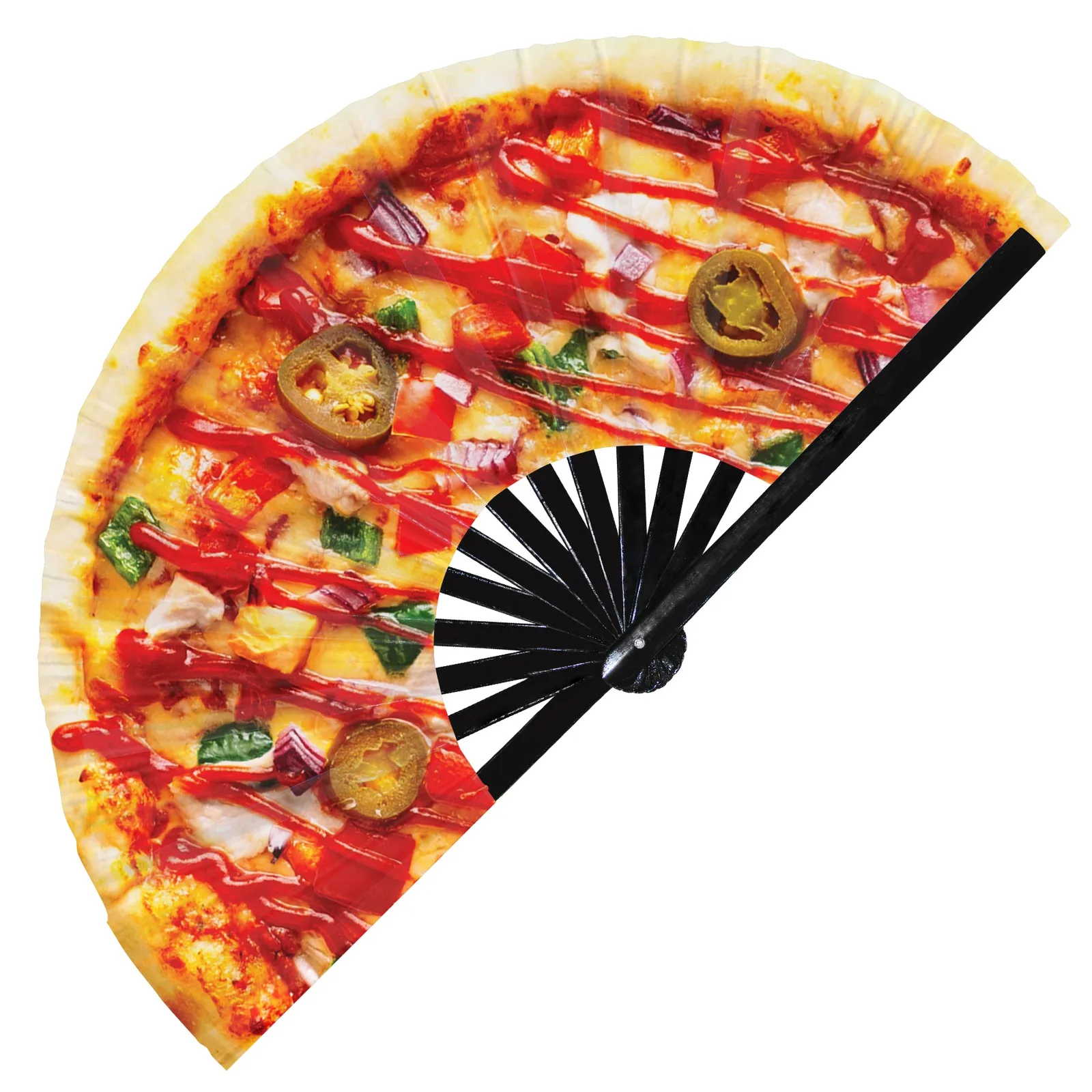 Abanico de mano para pizza, abanicos Rave, abanico de mano plegable con estampado de comida deliciosa, perfecto para enfriar, electroerosión, fiestas de baile y decoración del hogar