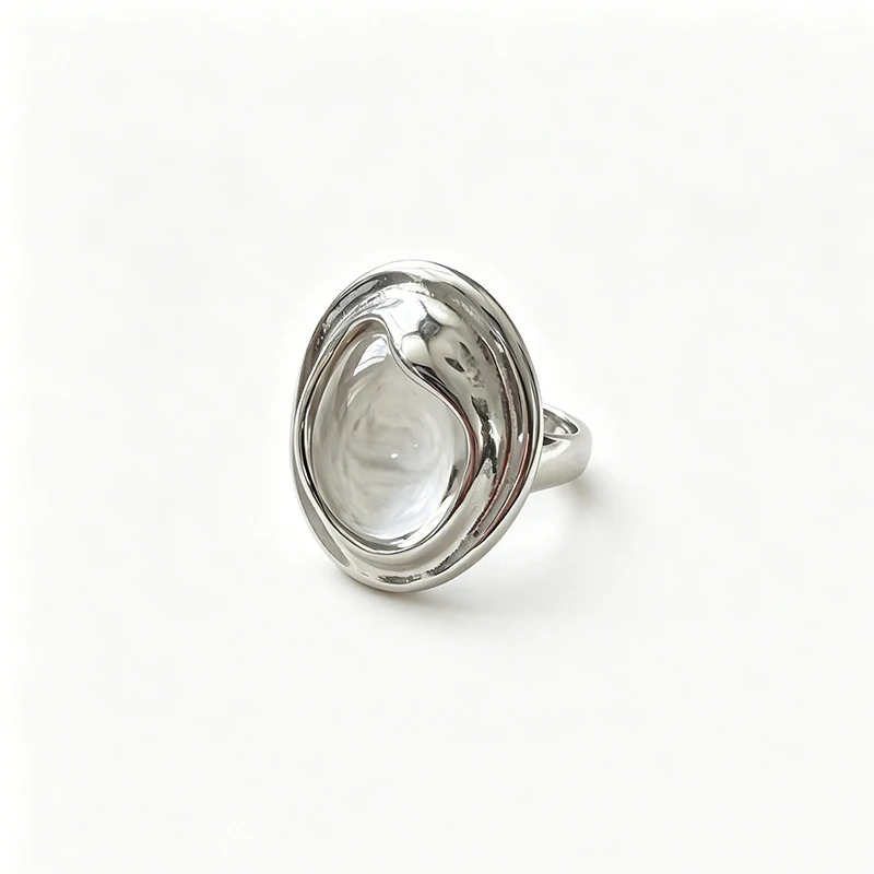 Foxanry Minimalist Silver Color Ring for Women Girls Delicate Elegant Ins Style White Stone Birthday Party Jewelry Gifts Кольцо